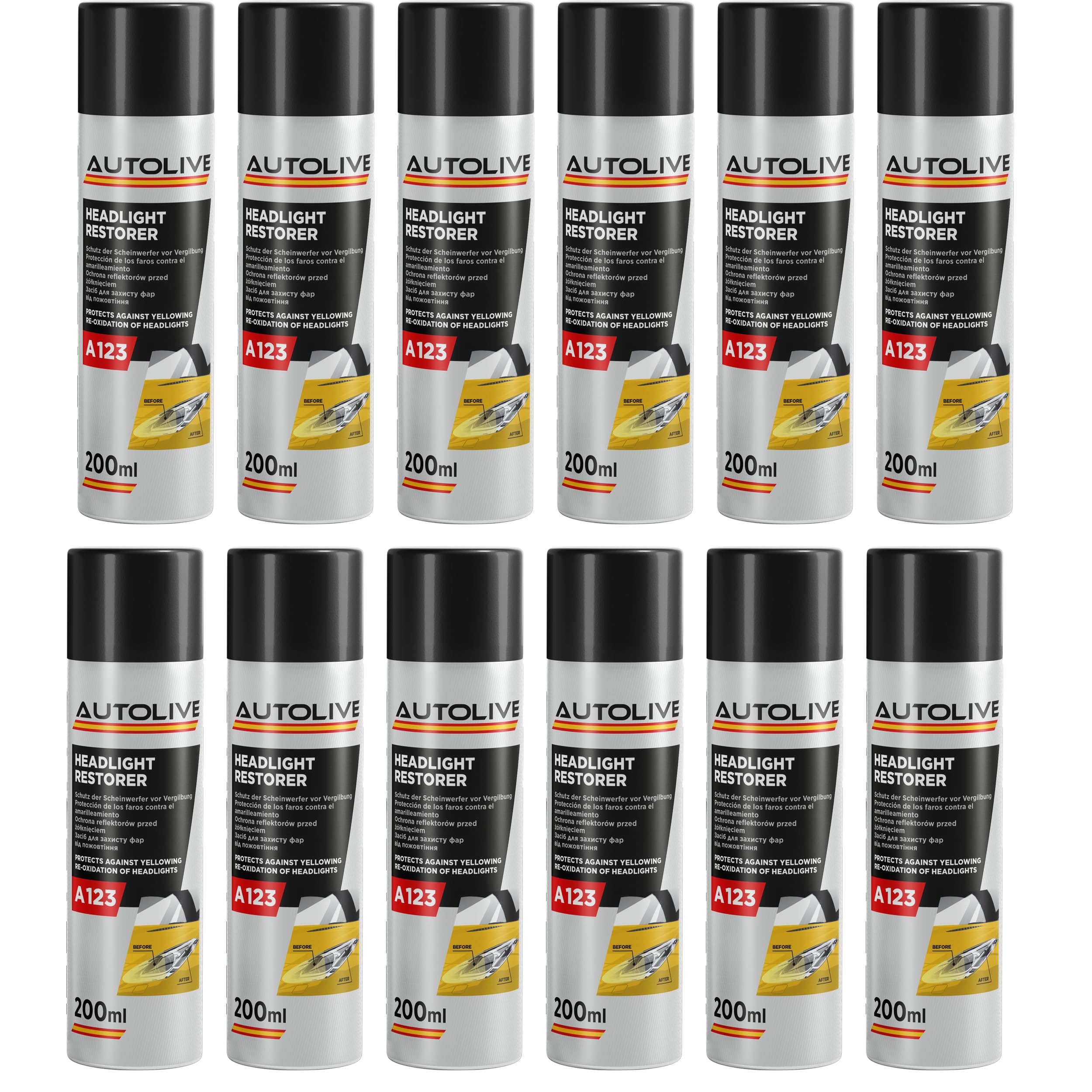 Protector de Faros Coche - Limpiador y Restaurador de Faros A123 Spray 200 ml (12)