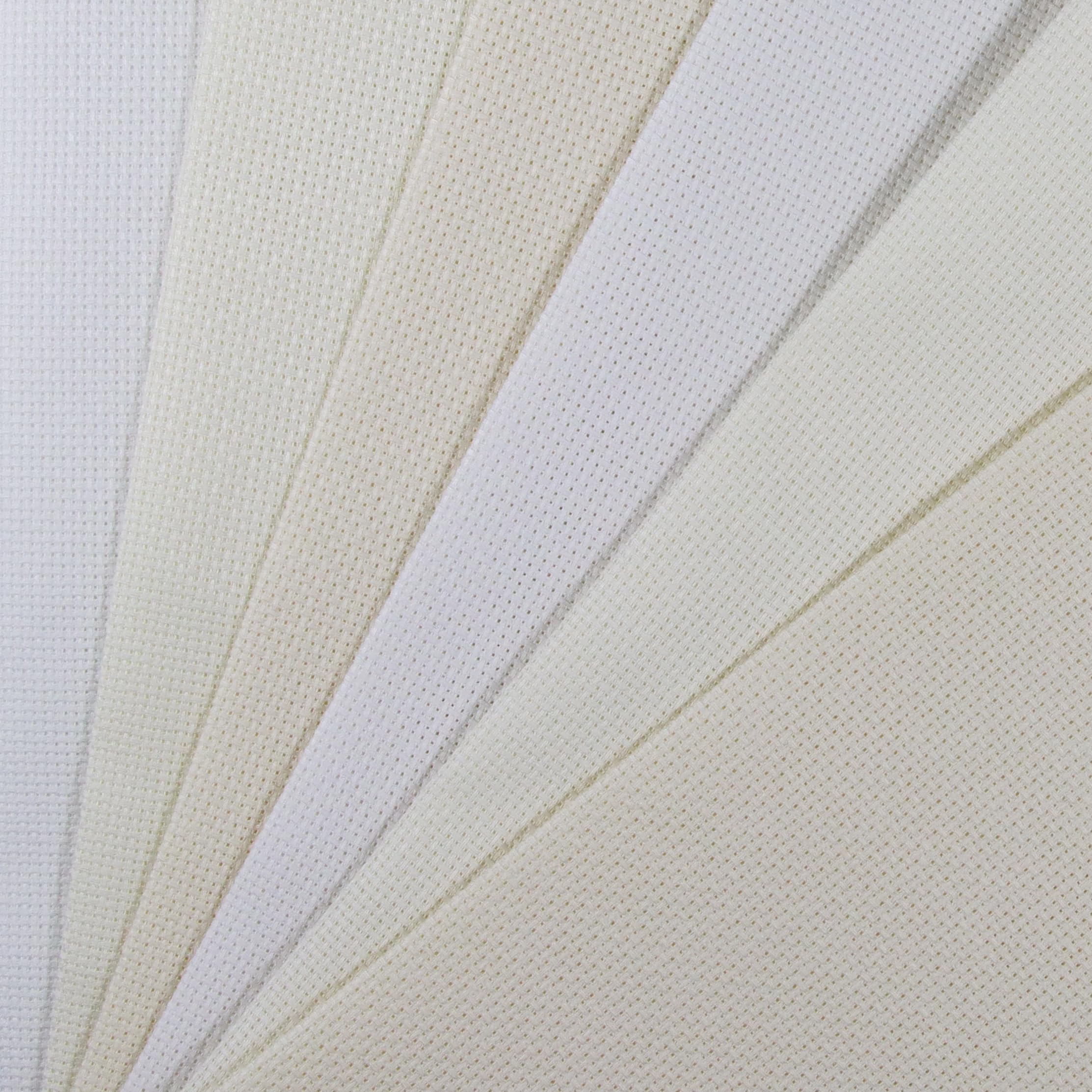 KCS 4/6 pc of 12" x 18" 30cmx45cm 16CT Counted Cotton Aida Cloth Cross Stitch Fabric (White+Antique White+Cream, 6 pc)
