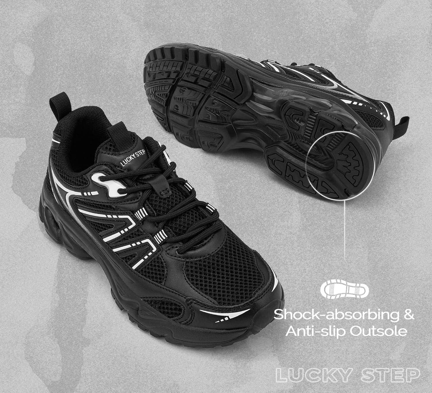 LUCKY STEP Women's Chunky Fashion Sneakers Casual Running Shoes Tennis Workout Sport Work Trendy Athletic Gym Mesh Walking Tennis Shoes - Image 4