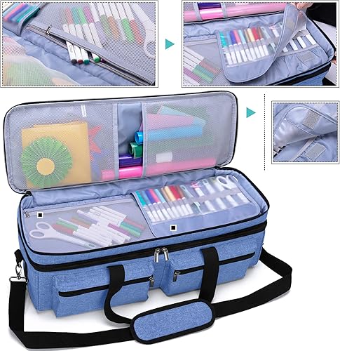 Miniatura 2 de Bolsa Luxja para transporte, de doble capa, compatible con máquinas y suministros de suajado Cricut Explore Air 2 y Maker (solo la bolsa, patente