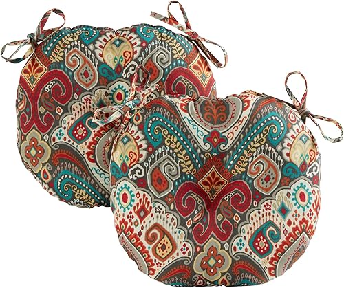 South Pine Porch Asbury Park - Cojín redondo para silla estilo bistro para exteriores, 15 pulgadas, 2 unidades (paquete de 1), color Asbury Park