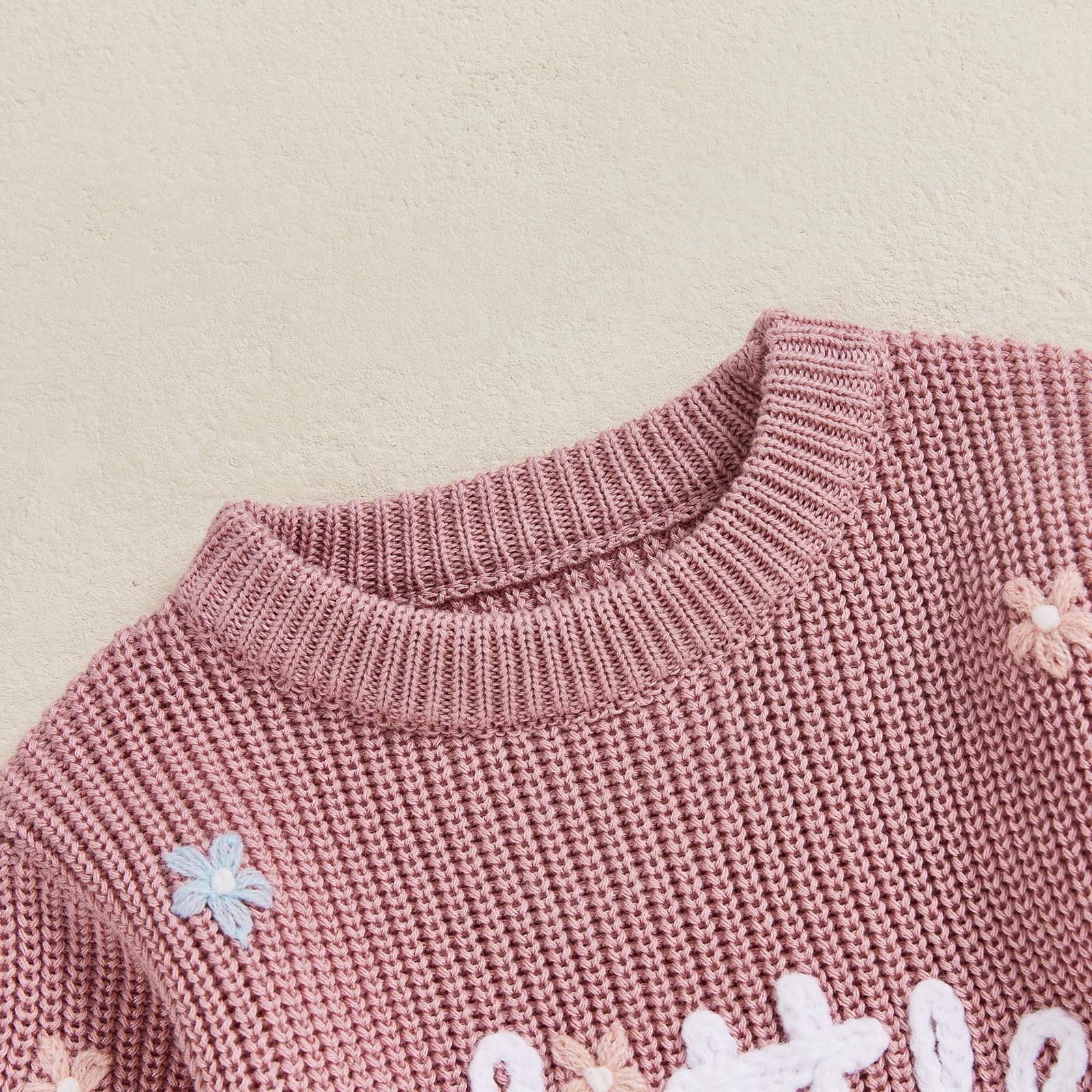 Maglione per neonata Sorella minore ricamo fiore manica lunga girocollo pagliaccetti lavorati a maglia neonato autunno inverno body ragazze tuta 0-12 M
