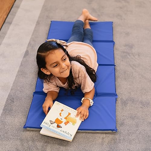 Miniatura 9 de ECR4Kids - Tapete de descanso plegable diario, 4 secciones, 1 pulgada, almohadilla para dormir, azulgris, paquete de 5