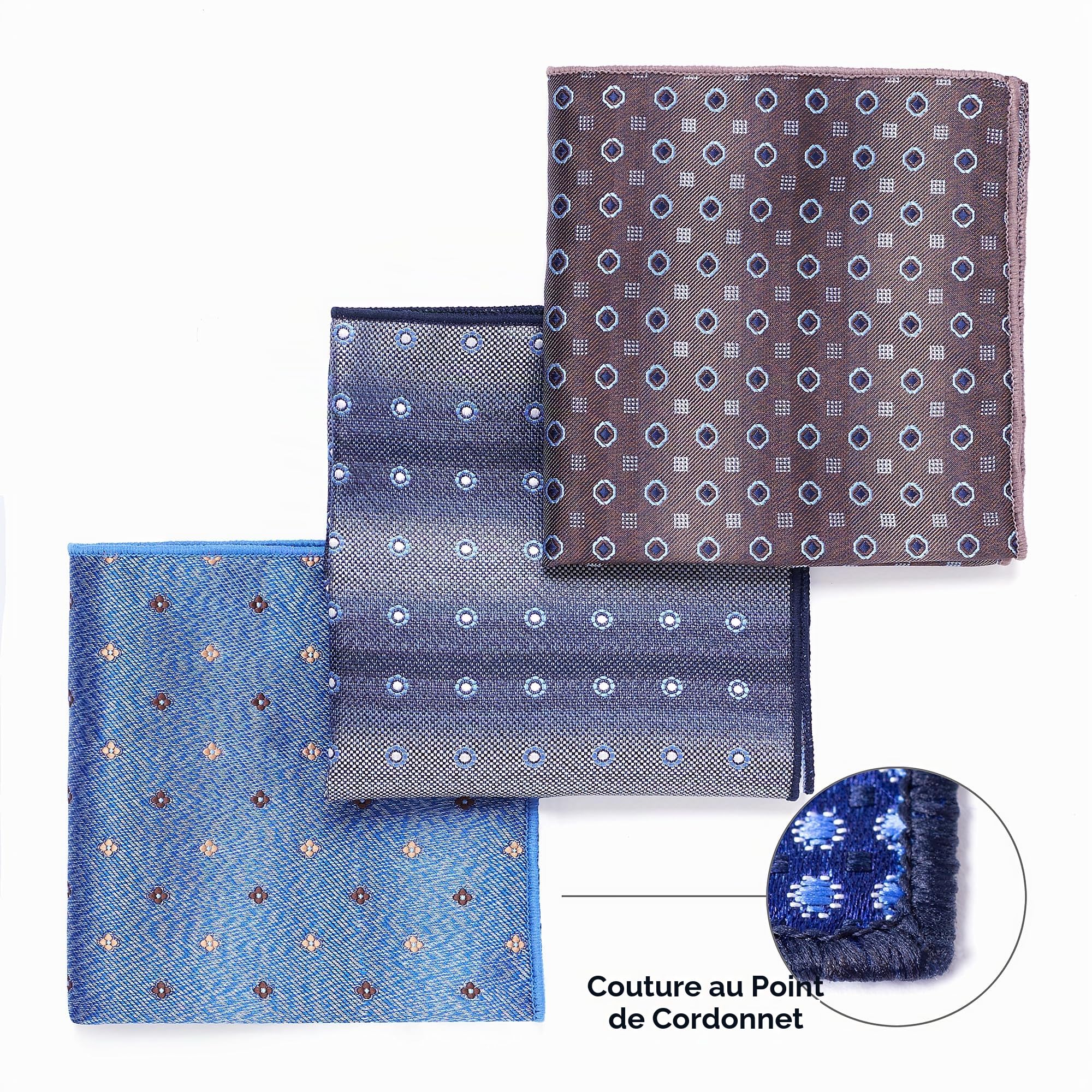 coffret cadeau homme 3 cravates et 3 mouchoirs de poche, homme accessoire costume, pochette homme avec cravate, cadeau homme original mariage