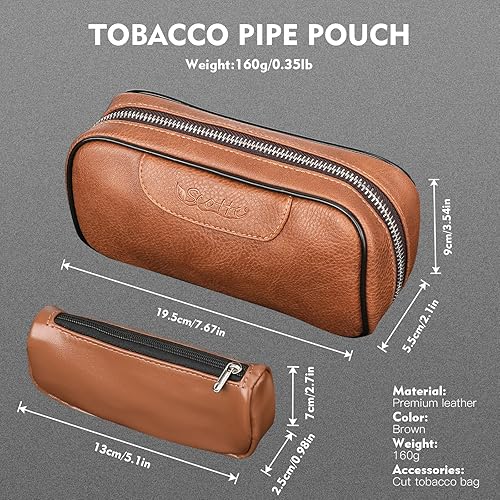 Miniatura 3 de Scotte Tubo de tabaco para fumar bolsa de cuero para tubería de tabaco accesorios de tubería de madera de pera rayadorsoporteelemento de filtrobola