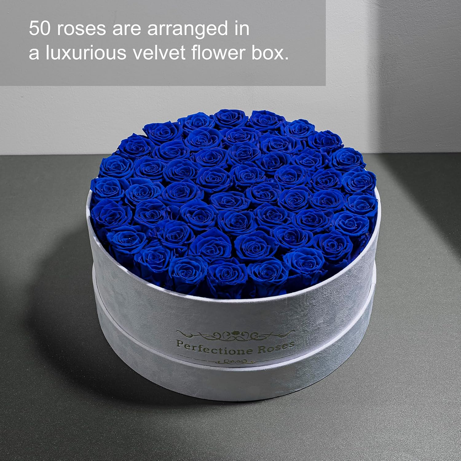 50 Piece Roses in a Velvet Box, Flowers for Delivery, Presereved Flowers Birthday Gifts for Women Mom and Wife (Royal Blue) - Image 2