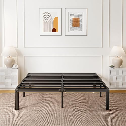 Miniatura 76 de ZIYOO Base de cama individual con listones de acero resistente, marco de cama de plataforma de 14 pulgadas, diseño antideslizante, no necesita