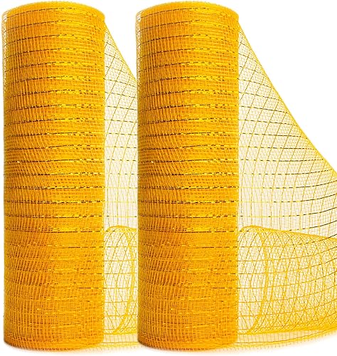 Miniatura 18 de Ribbli 2 rollos de cinta de malla metálica de oro rosa de 10 pulgadas x 30 pies (10 yardas), marfil con lámina de oro rosa e hilo marfil, cinta