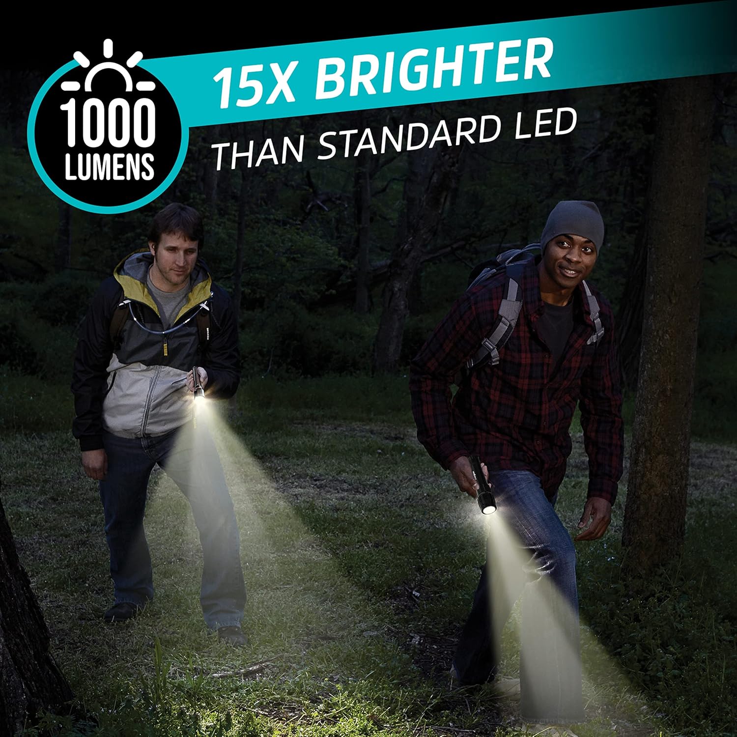 Energizer Rechargeable LED Flashlight X1000, Hybrid Power Capability, Ultra Bright 1000 Lumens, IPX4 Water Resistant, Rugged Aluminum Tactical LED Flash Light (USB Charging Cable Included) - - 