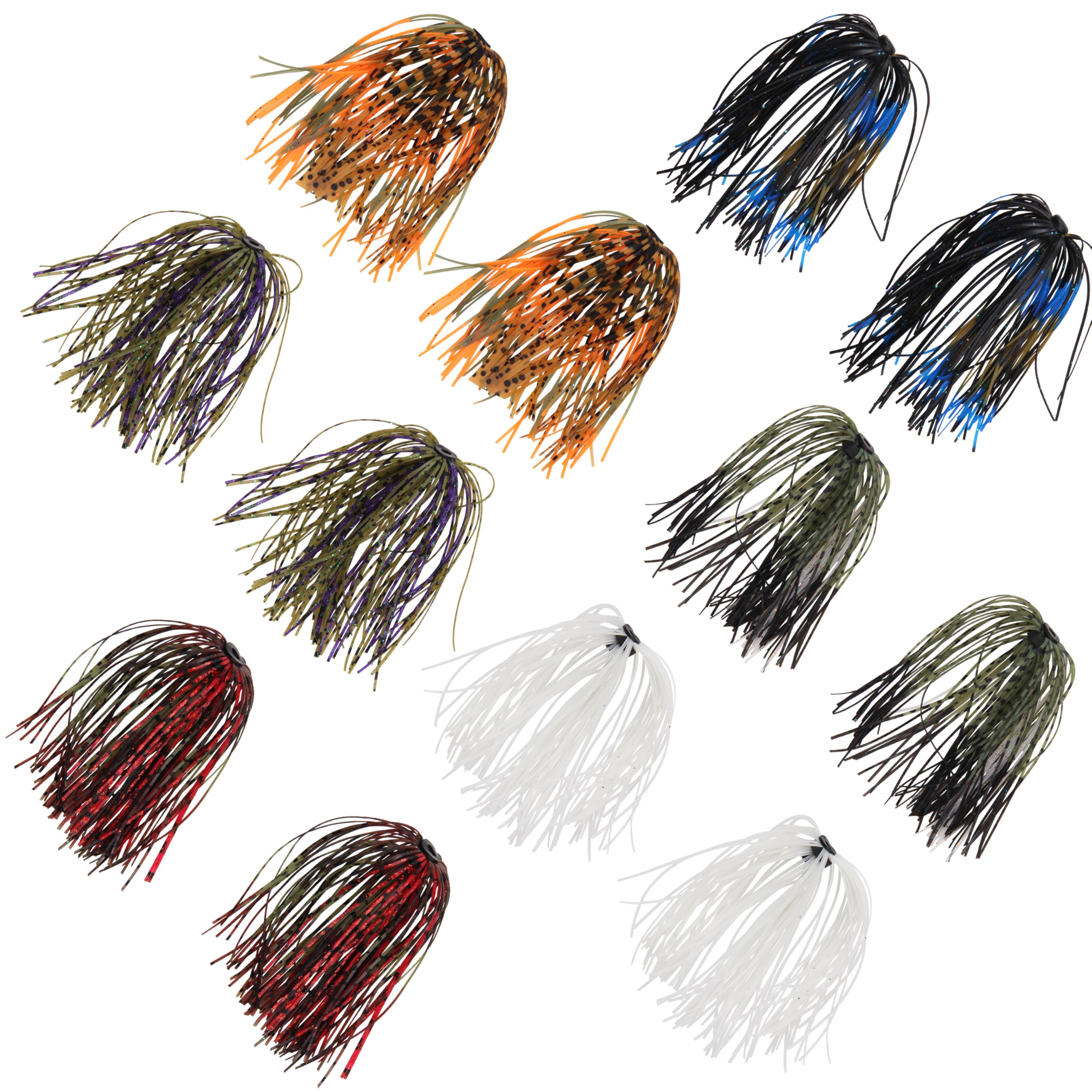 Silicone Jig Skirts 12 Bundles 50 Strands Fishing Lures Skirt Replacement Kit for Spinnerbaits Bass Fishing Jigs DIY Lure Bait Accessories