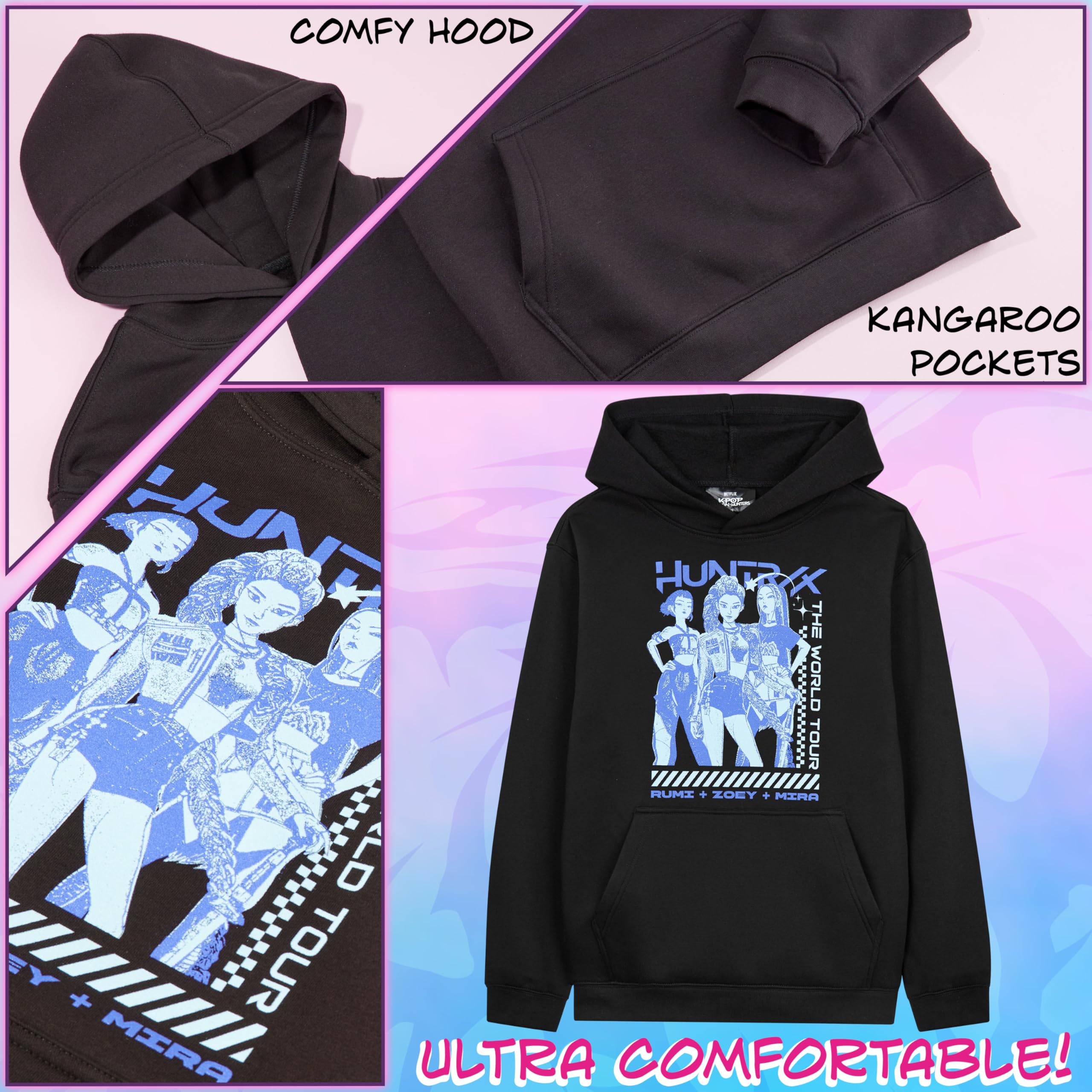 KPop Demon Hunters Oficial Sudadera con Capucha para Niñas, Sudadera Huntrix o Saja Boys, Ropa Invierno