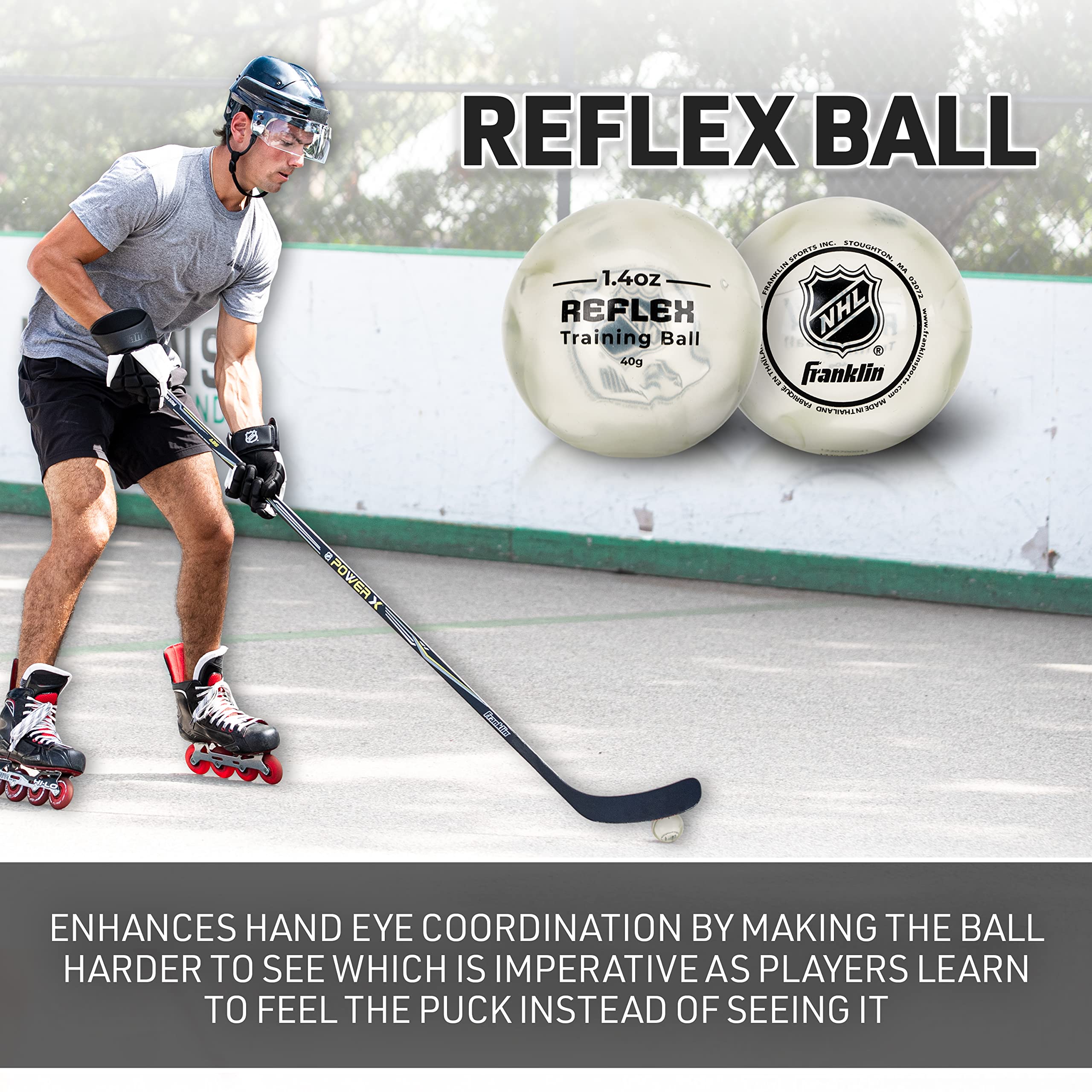 Franklin Sports Stickhandling - Kit de Entrenamiento para Pelotas de Hockey (4 Pelotas)