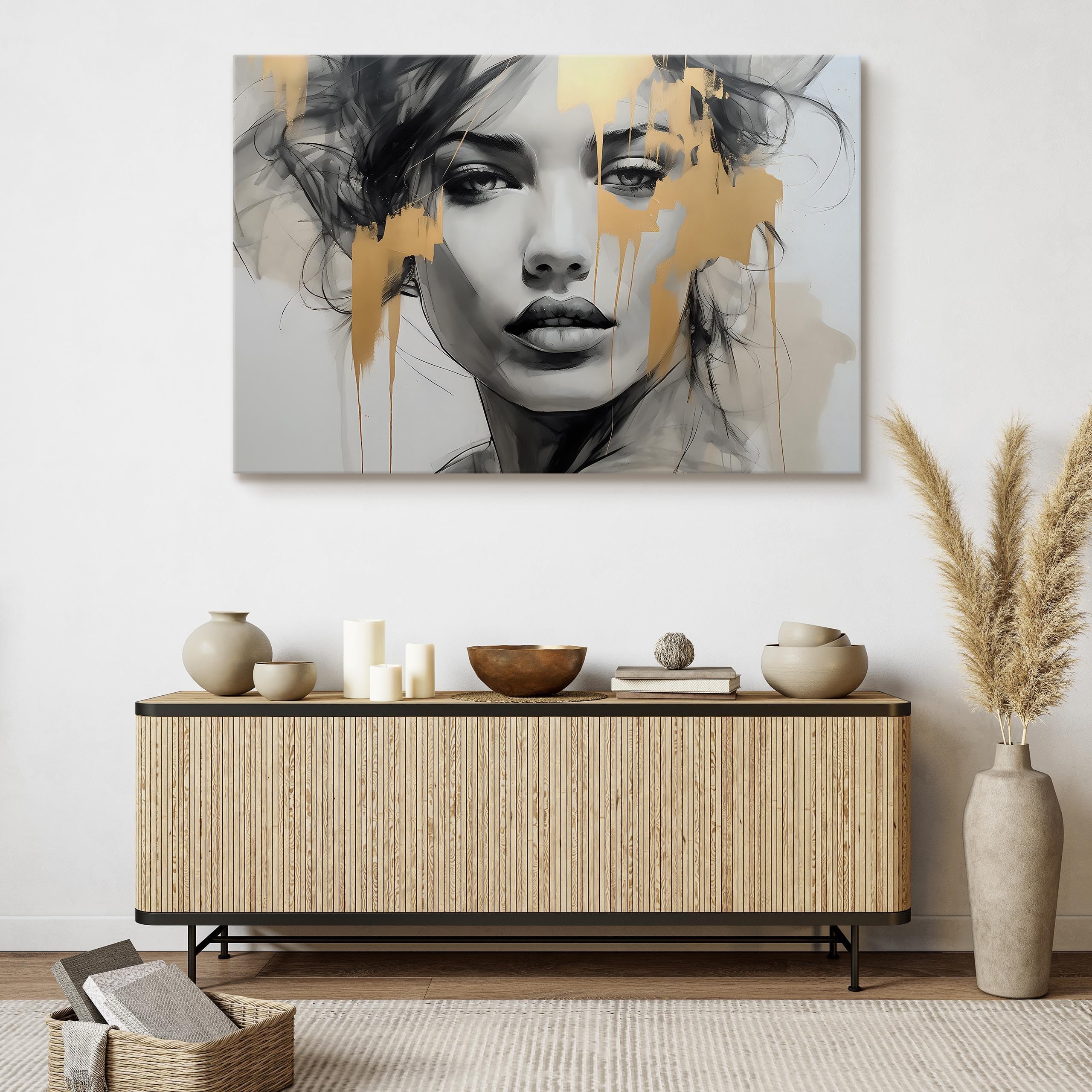 Muralo Wandbilder Portät Frau, Gesicht, Haare Kunstdruck - 120x80 cm