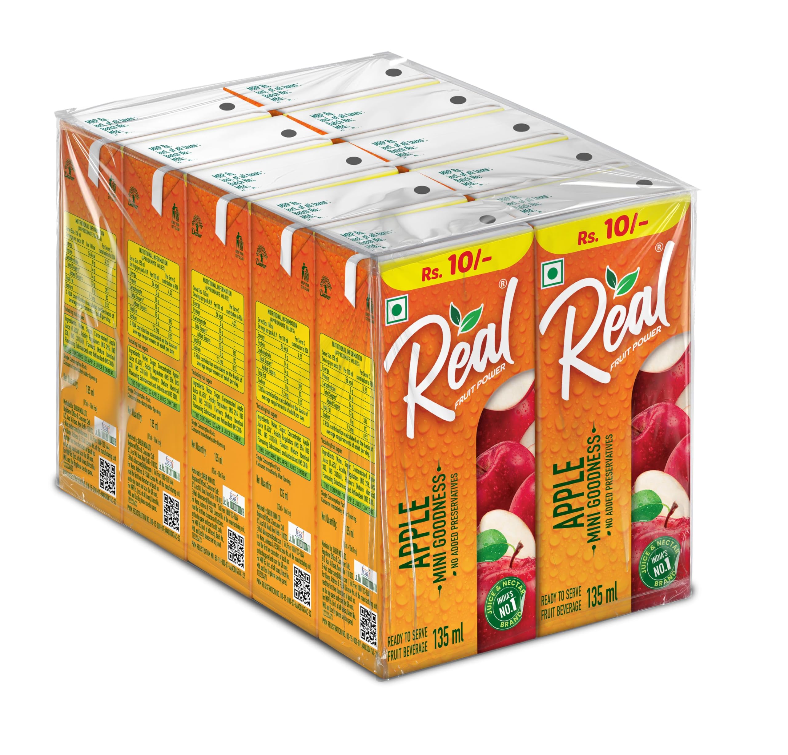 Real Apple Juice- 125ml x 10 | Rich In Vitamin C | No Added Preservatives, Artificial Color & Flavour | Goodness of Best Fruit | Tasty, Refreshing & Energising Drink-image-6