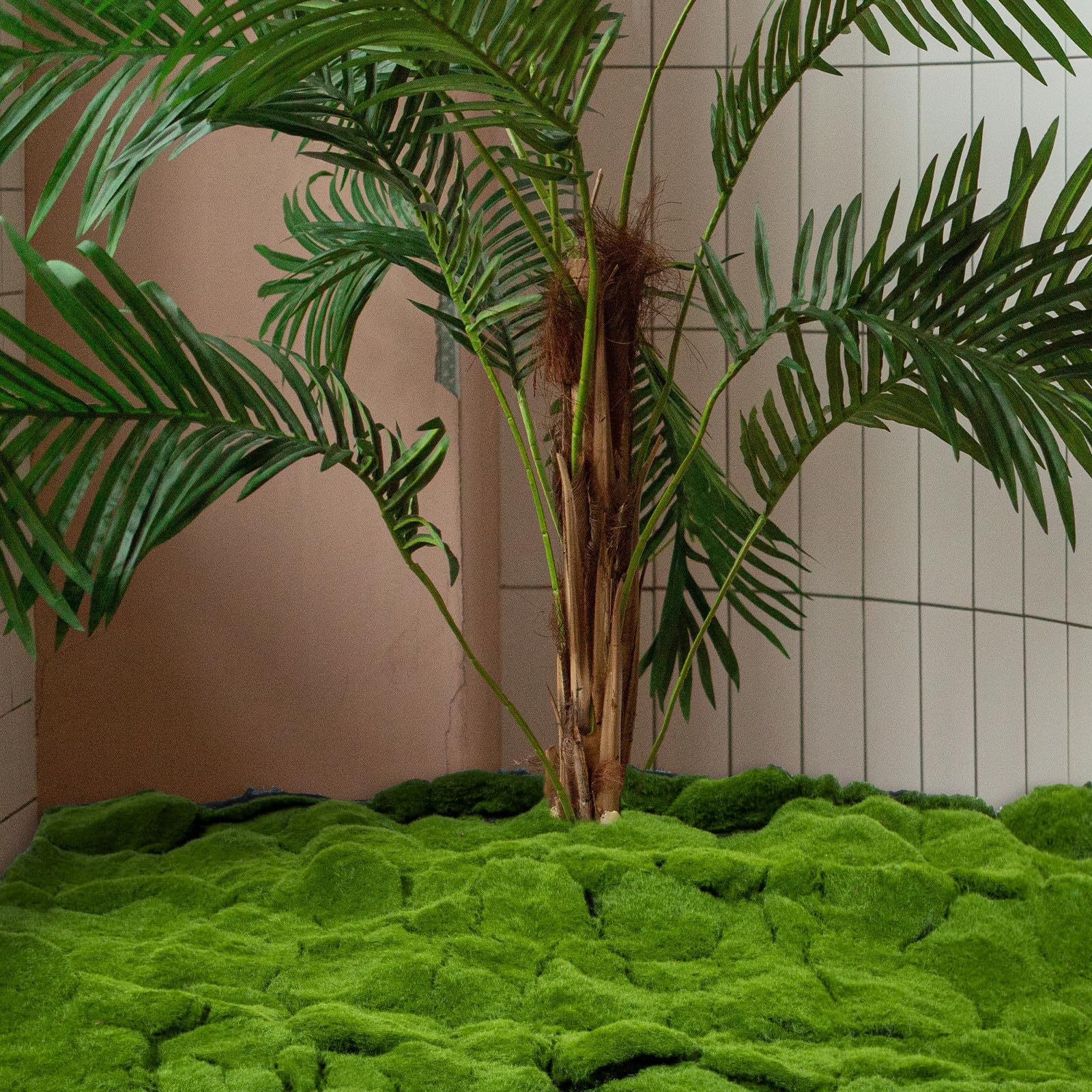 Künstlicher Moosteppich mit Naturgetreuer Rasenmatte aus Baumwollpflanzen für Sommerfest und Hochzeit Deko Grün Langlebig und Verblassungsfrei