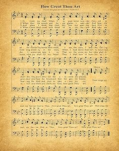 How Great Thou Art Music Sheet Poster Music Sheet Print Music Sheet Print Song Sheet Lyrics Poster Lyrics Wall Art Music Poster Music Print (8 x 10, Vintage)
