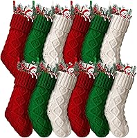 Vista 1 de Hungdao 12 Piezas Medias de Navidad Mini Medias de Navidad Tejidas al Mayor 8.3 Pulgadas Calcetines Rústicos de Doble Cara para Colgar en Chimenea