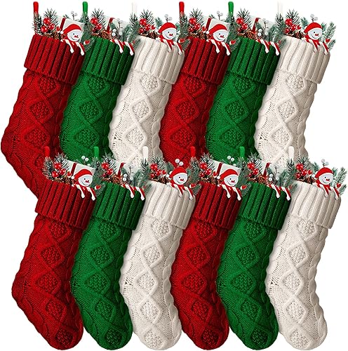 Hungdao 12 Piezas Medias de Navidad Mini Medias de Navidad Tejidas al Mayor 8.3 Pulgadas Calcetines Rústicos de Doble Cara para Colgar en Chimenea