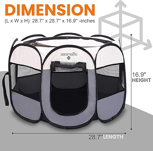 Miniatura 9 de ON-The-GO - Tienda de campaña portátil plegable para mascotas, 8 paneles para perros y gatos con cuenco de comidaagua, malla, casa de mascotas para