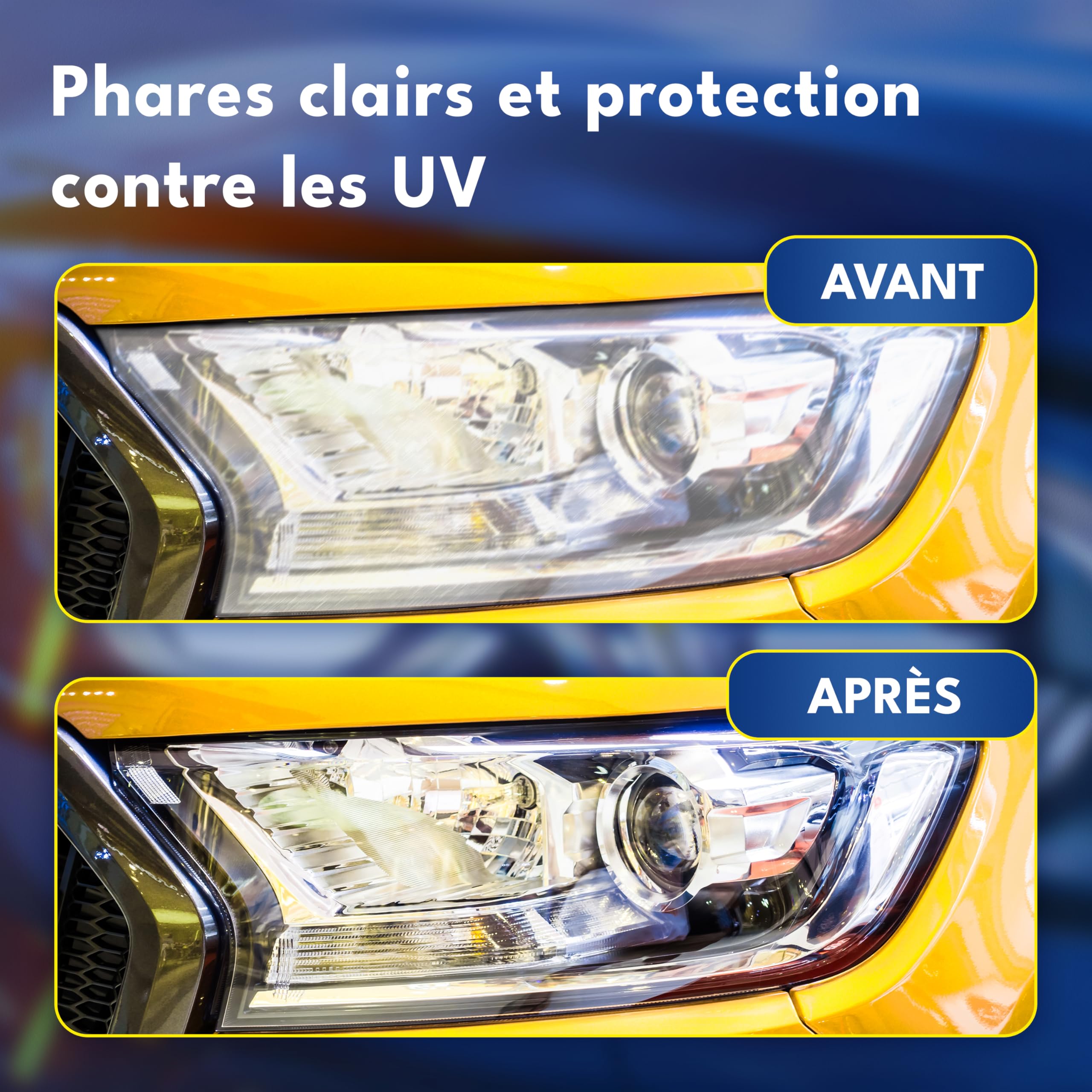 ATG® renovateur phare voiture – kit renovation phare voiture & kit renovation phare | phares ternes, jaunis ou rayés | polish, nettoyant & vernis UV