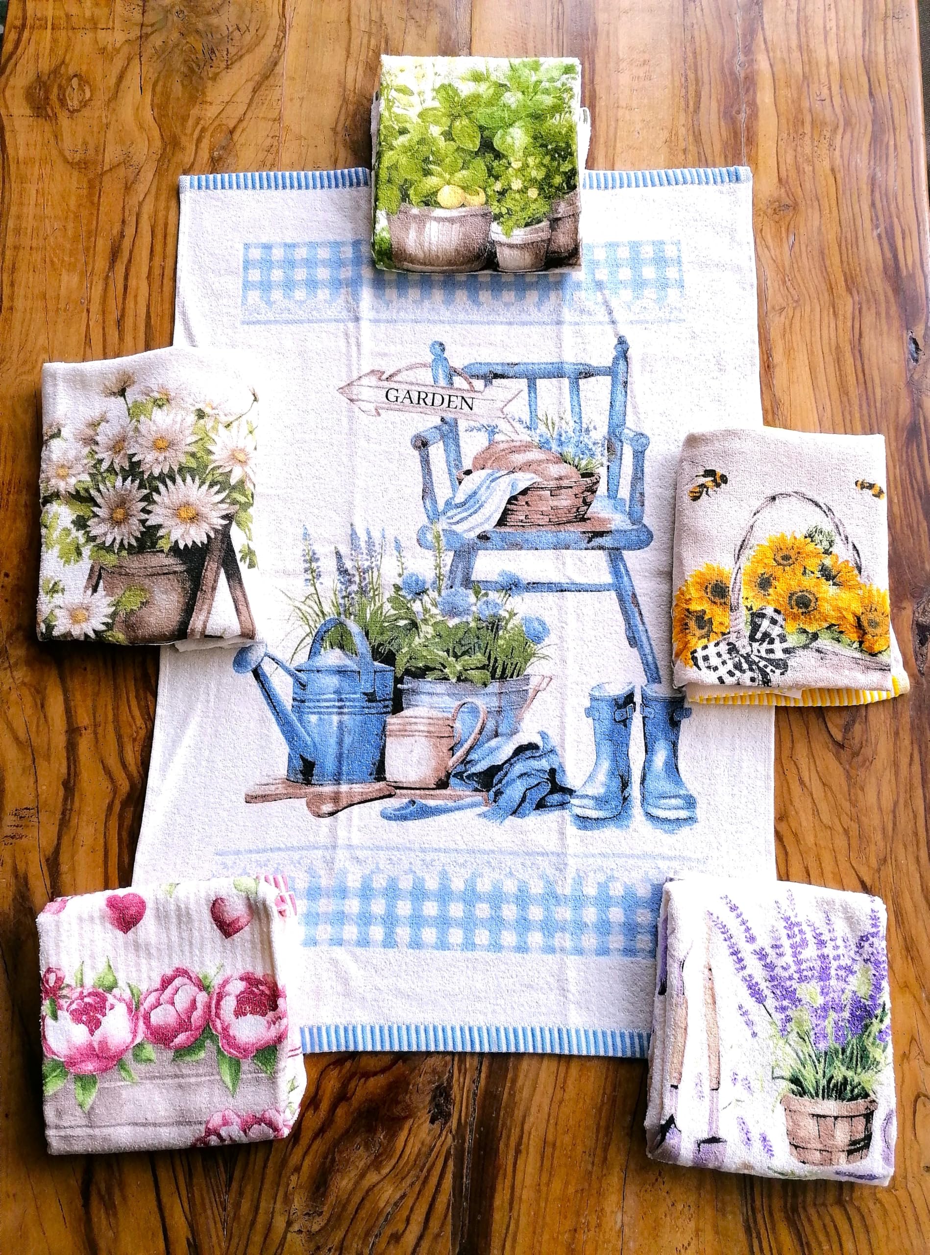 NOVITA!!!! Strofinacci in Spugna di COTONE 100%" COUNTRI pezzi 6 mis.50x70cm.CON PASSANTE FACILE da APPENDERE !!!!