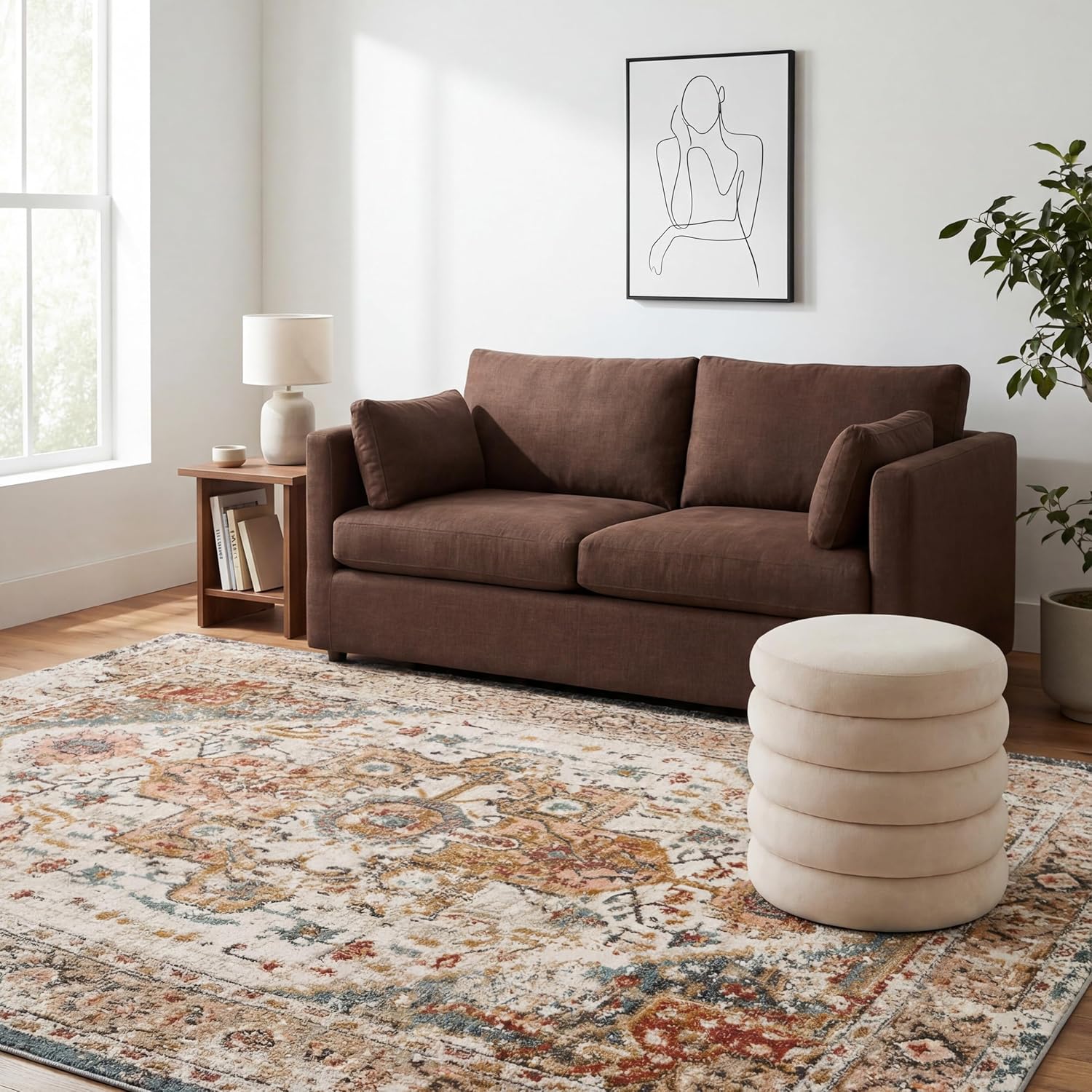 nuLOOM Performance Oriental Style Area Rug, Vintage Design, Durable, Easy to Clean, Justine Beige, 8' x 10'