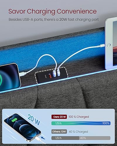 Miniatura 6 de VASAGLE Base de cama de metal de tamaño matrimonial con cabecero, estribo, no necesita somier, almacenamiento debajo de la cama, estilo vintage