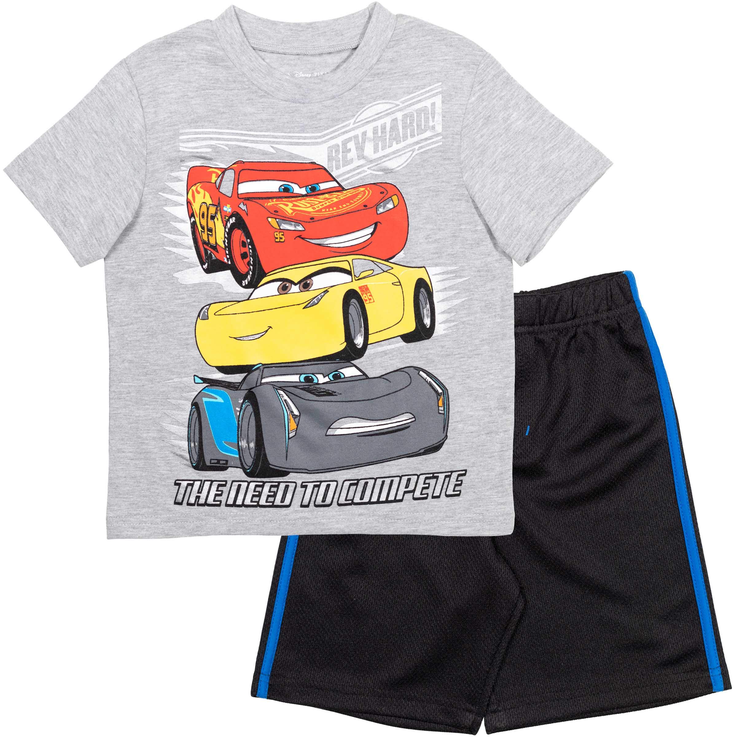 Disney Cars Athletic T-Shirt and Mesh Shorts Outfit Set Infant to Big Kid Sizes (18 Months - 10-12)
