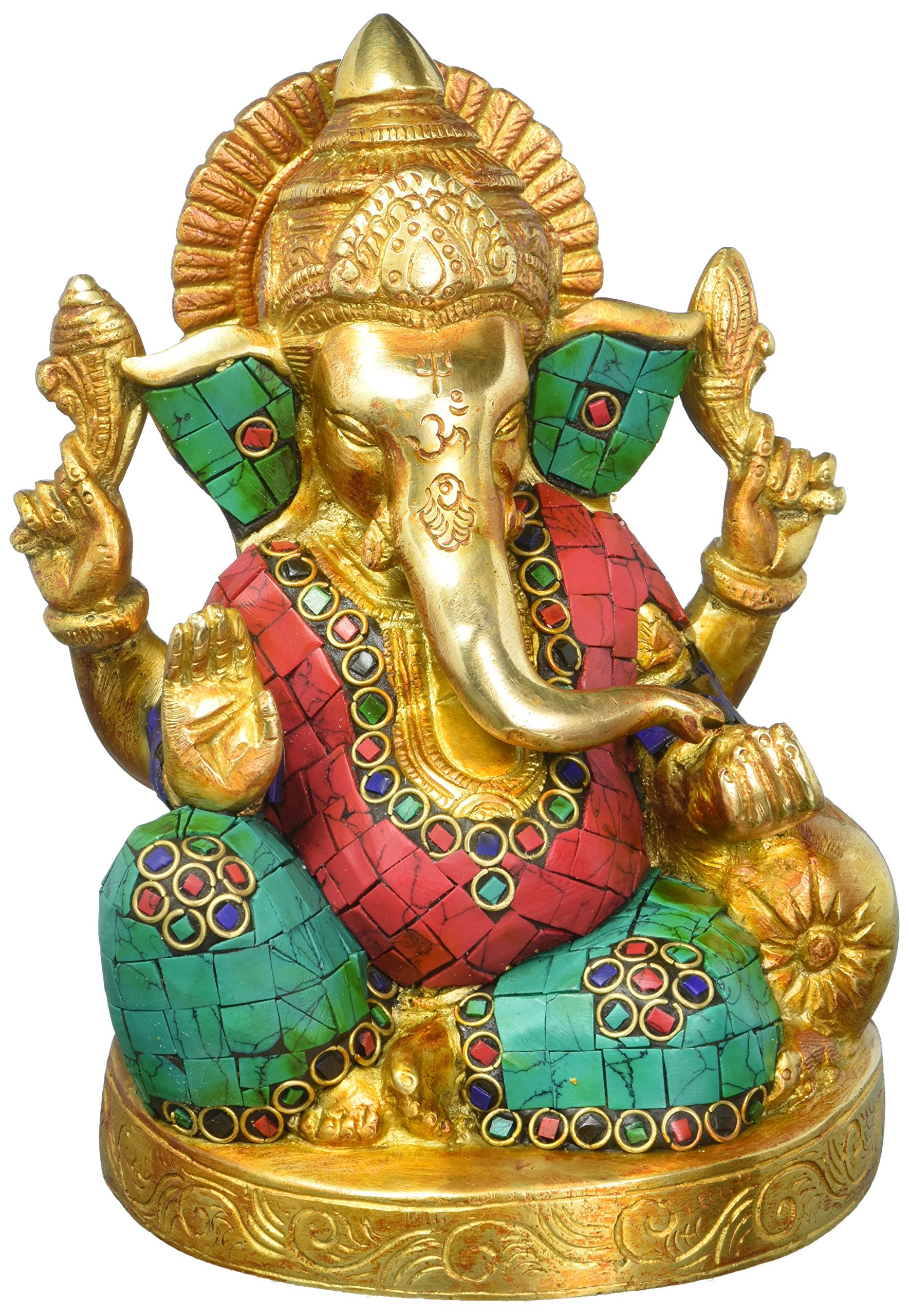 CraftVatika Ganesh Idol Brass Sculpture Showpiece Hindu God Ganesha Statue Diwali Decor Gifts