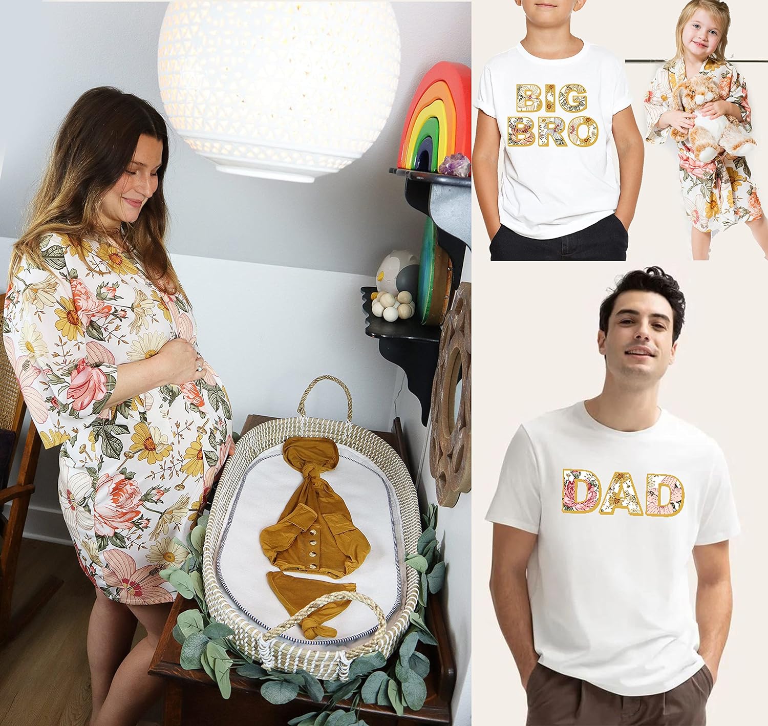 Mommy and Me Robe, Swaddle, Hat Bow Bundle - Honey Color Baby Swaddle, Hat and Bow Set for Baby Boy or Girl, XX-Large - Image 5