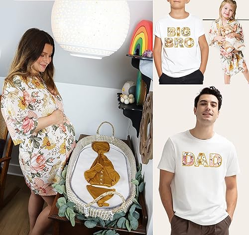 Miniatura 4 de Bata vintage de mamá con estampado familiar a juego vestido anudado para bebé pañal camisetas de papá camisetas Big SISBRO y bata para hermana mayor