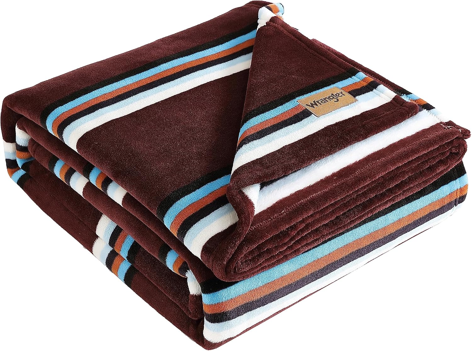 Wrangler - Twin Size Blanket, Super Soft & Reversible Plush Fleece Bedding, Throw Blanket for Couch or Bed (Western Saddle Stripe Red)
