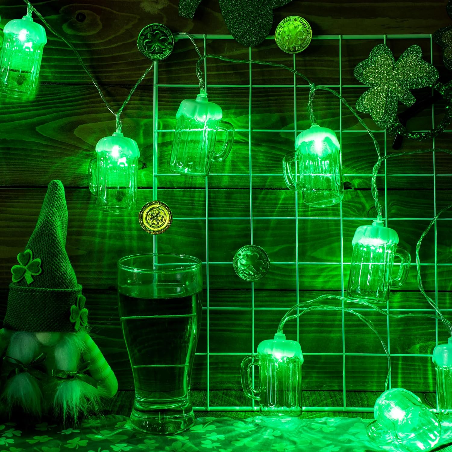 Hiboom St Patricks Day Decorations Beer String Lights, 10