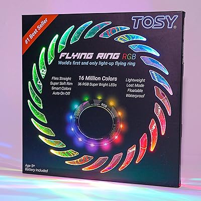 TOSY Flying Ring - 36 RGB Multicolor LEDs, Super Bright, Lost Mode, Auto Light Up, Christmas Stocking Stuffers Gift for Kid/Teen/Boy/Girl, Safe, Waterproof, Pool/Beach/Camping Toy