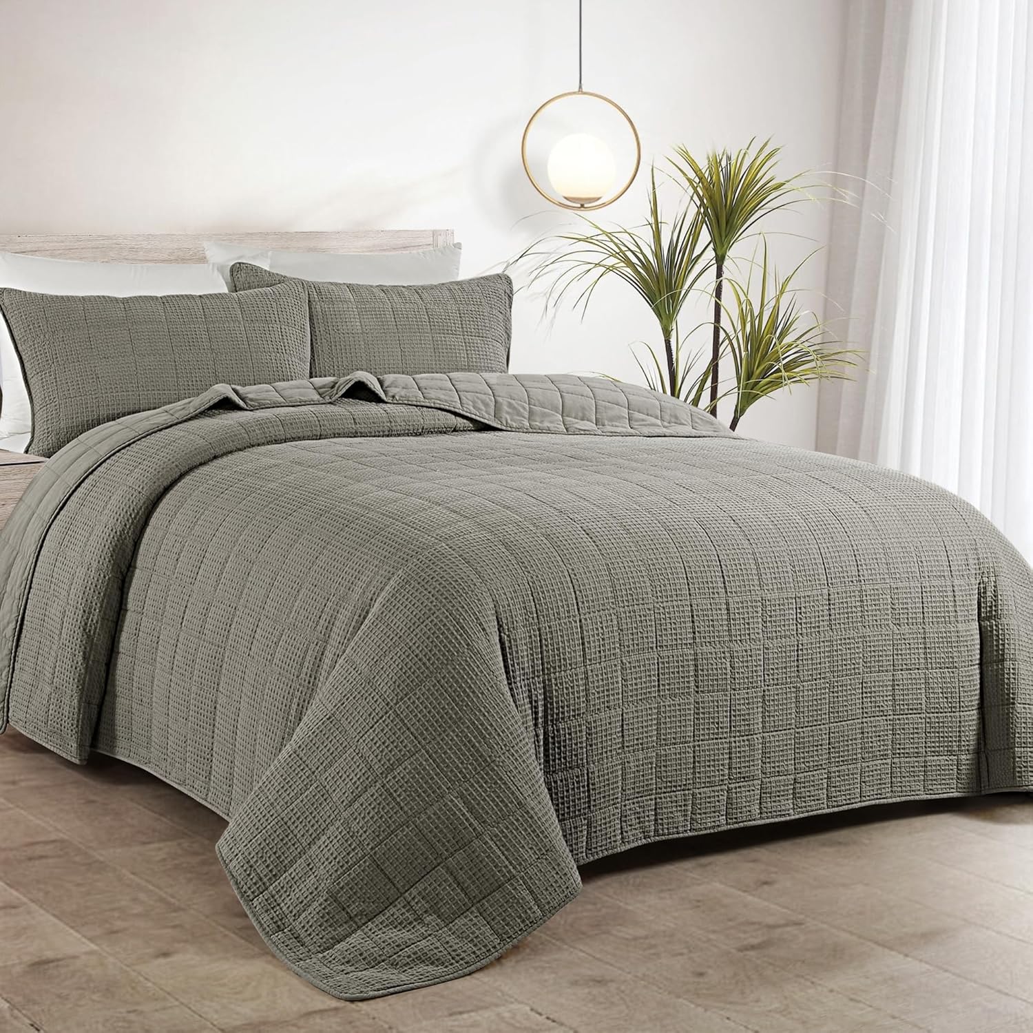 HOMBYS Oversized King Bedspreads 120x120,100 Cotton Waffle