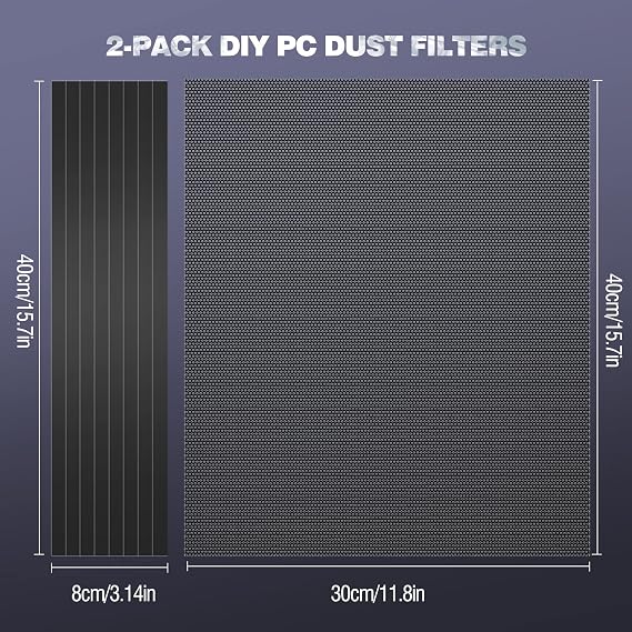 MoKo 400x300mm DIY PC Case Dust Mesh Fan Filter, 1mm Hole, 2 PCS, Black | DIY Cut-to-size Design, Magnetic Frame, PVC mesh, Dustproof without Sacrificing Heat Dissipation, Easy Installation