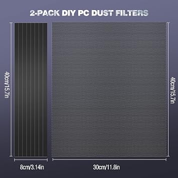 MoKo 400x300mm DIY PC Case Dust Mesh Fan Filter, 1mm Hole, 2 PCS, Black | DIY Cut-to-size Design, Magnetic Frame, PVC mesh, Dustproof without Sacrificing Heat Dissipation, Easy Installation