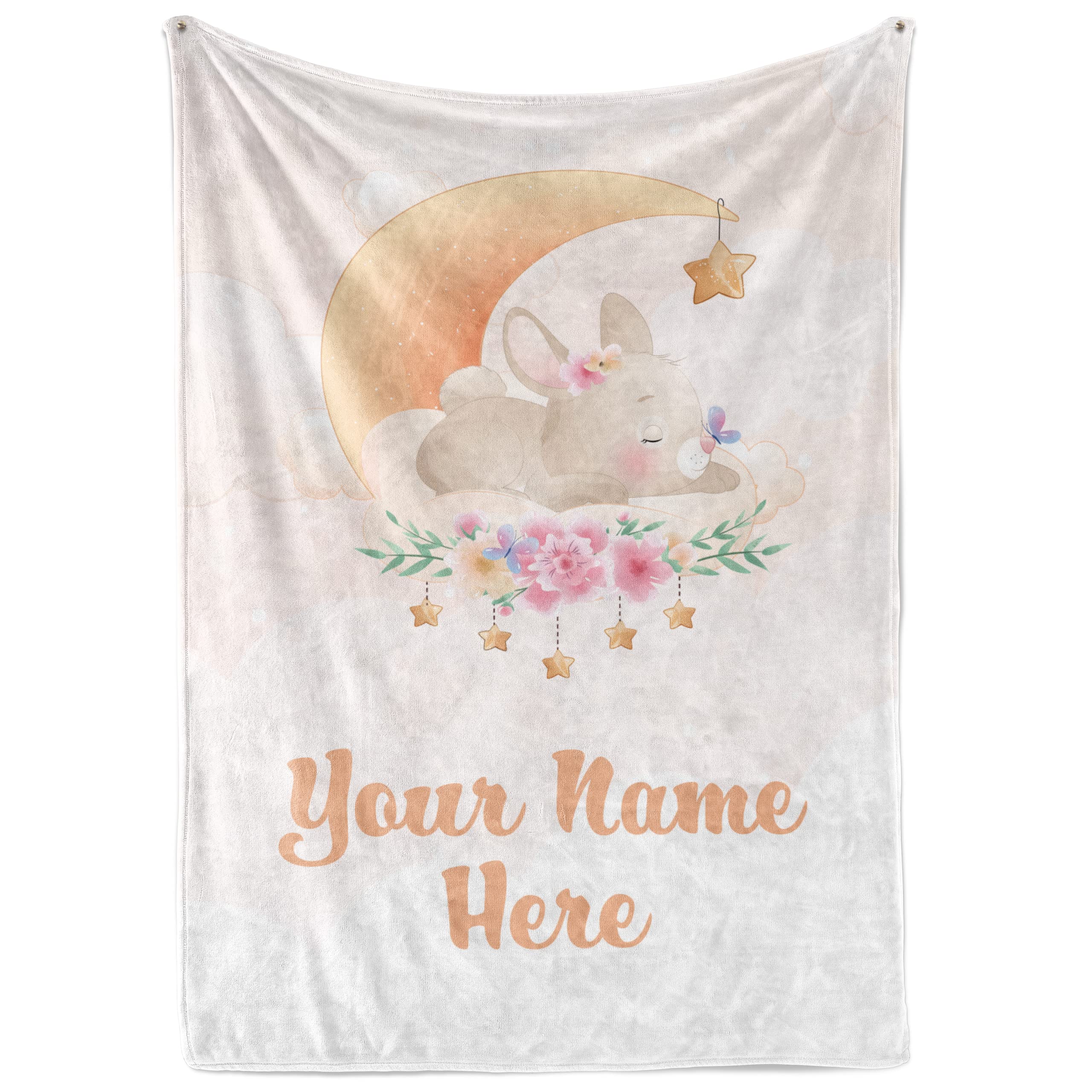 Personalized Baby Blanket - Floral Bunny Design, Custom Name, 30x40 Inch Flannel Swaddle For Shower Gift - View #2