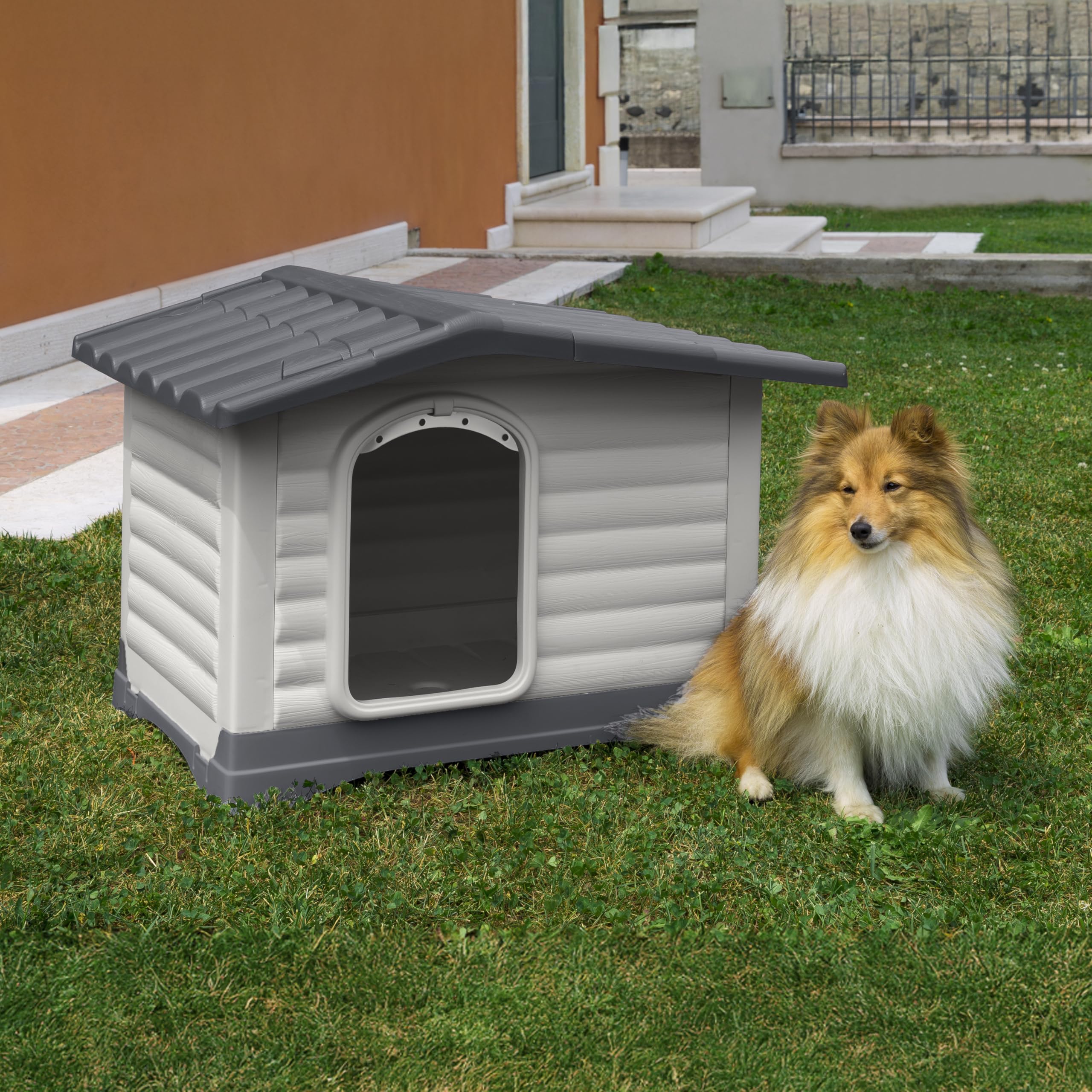 Ferplast DOGVILLA 70 SE Casetta per Cani con Fondo Sollevato Anti Umidità, Sistema Fuoriuscita Liquidi, Tetto Rimovibile Facile Pulizia, Griglia Aerazione, 73 x 59 x h 53 cm