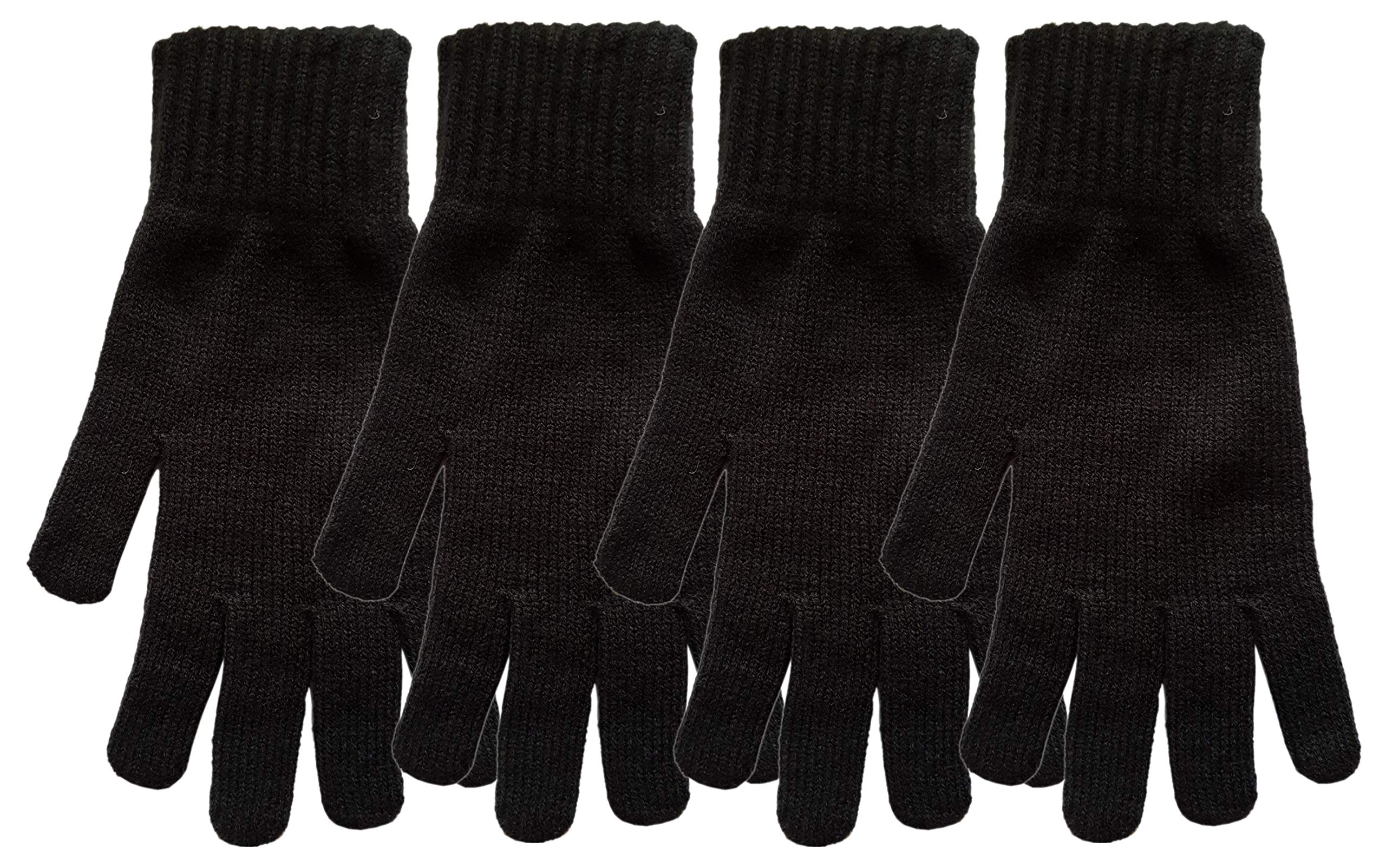 Men's Black 3 Pack Thermal Acrylic Spandex Knitted Gloves