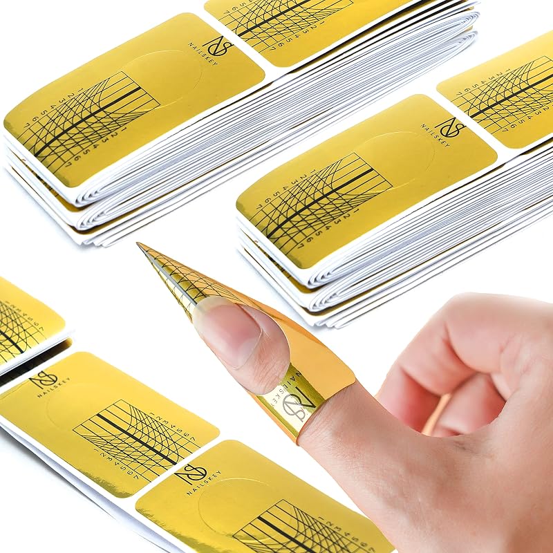 Formas de uñas para constructor de gel – 100 pegatinas autoadhesivas de extensión de uñas para acrílico, UV y poligel con guía de escultura de punta – Arte de uñas para hogar y salón (paquete de 100)