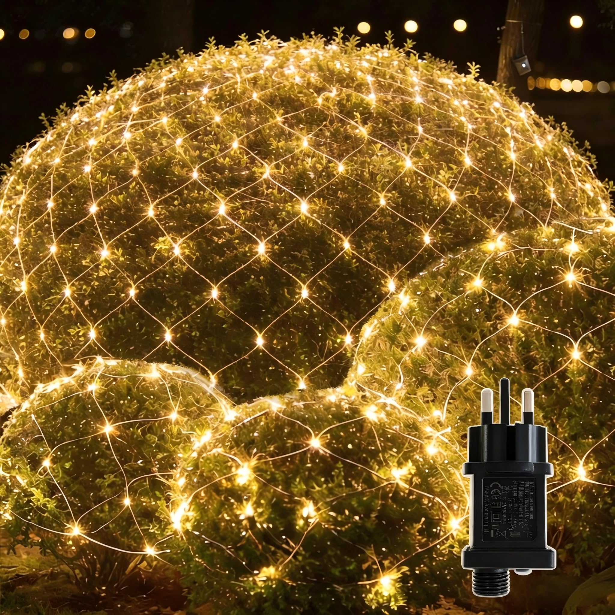 Leisure world 2M X 3M LED Net Lights Mesh Fairy String Decorative Outdoor Warm White 8 Modes Connectable 270 Net with Remote, Timer for Wedding Christmas Trees, Bushes, Garden, Outdoor Decorations