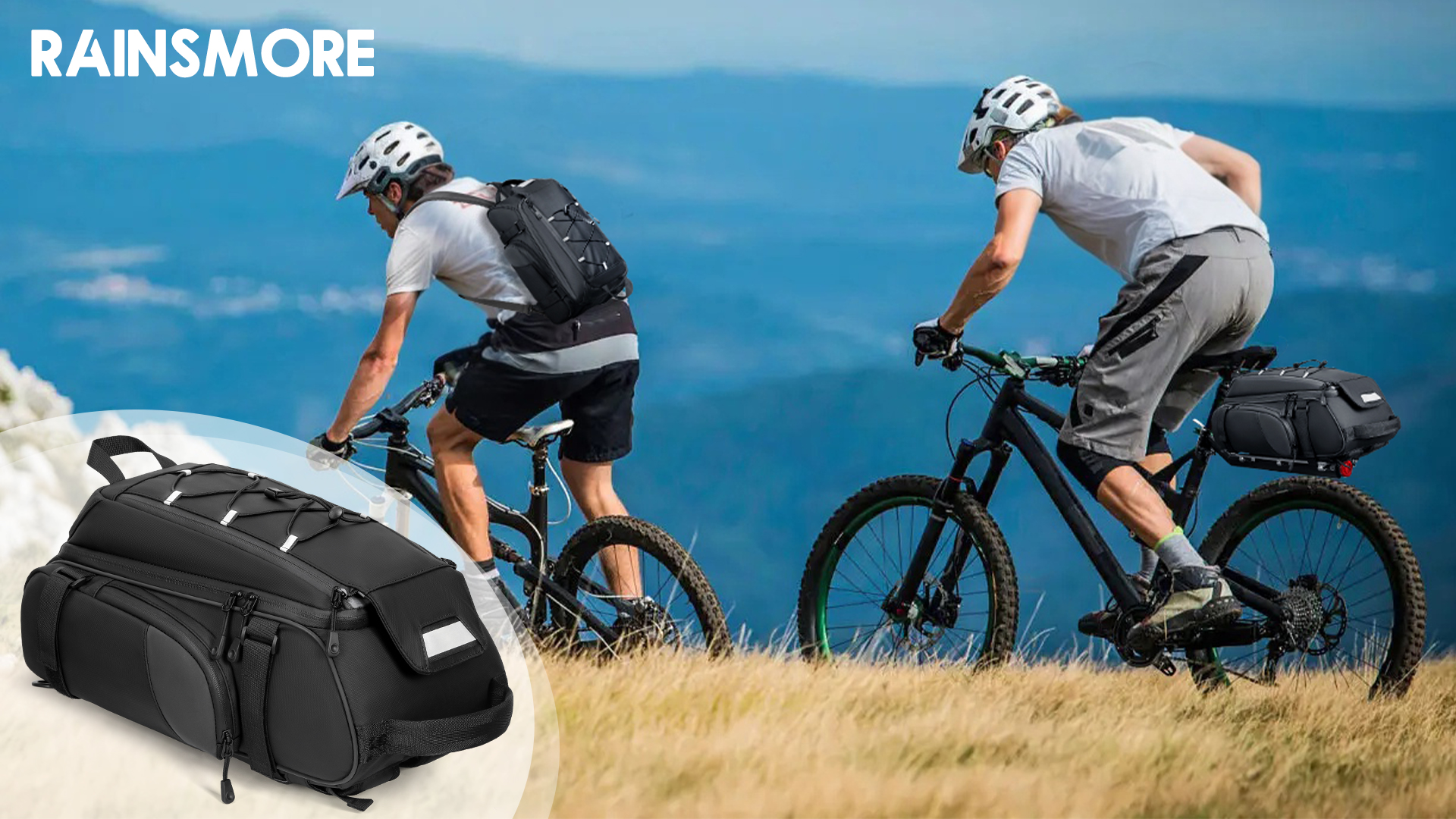 RAINSMORE Bike Bags for Bicycle Rear Rack 15L Waterproof Bike Ebike Trunk Pannier Saddle Bag with Rain Cover Bike Accessories Backpack Shoulder Bag for Commuter Travel Outdoor, Black : Sports &