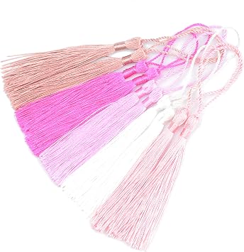 100pcs 13cm/5 Inch Silky Floss Bookmark Tassels with 2-Inch Cord Loop and Small Chinese Knot for Jewelry Making, Souvenir, Bookmarks, DIY Craft Accessory Mixed Red