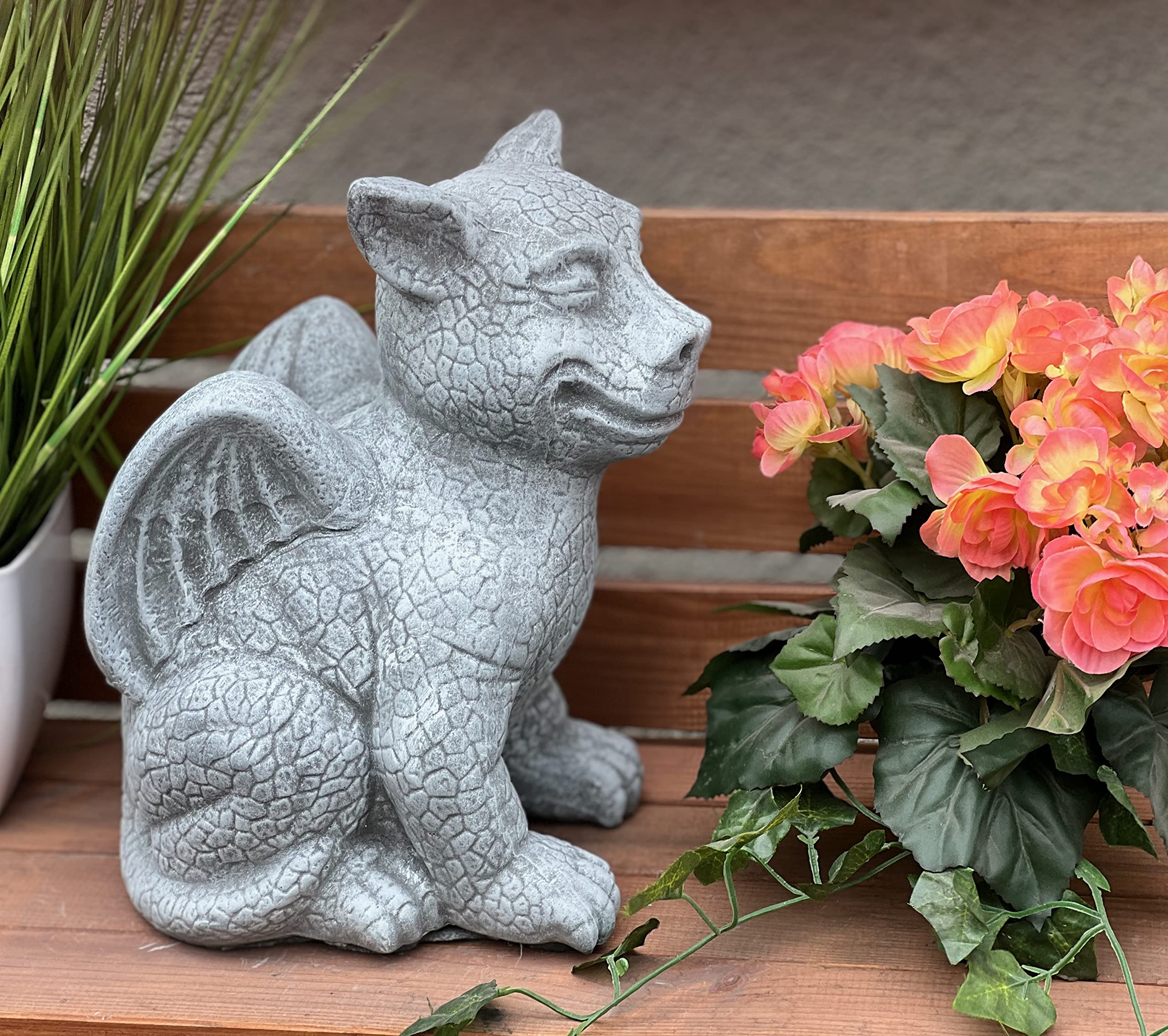 stoneandstyle Steinfigur Drachen Gargoyle frostfest Steinguss