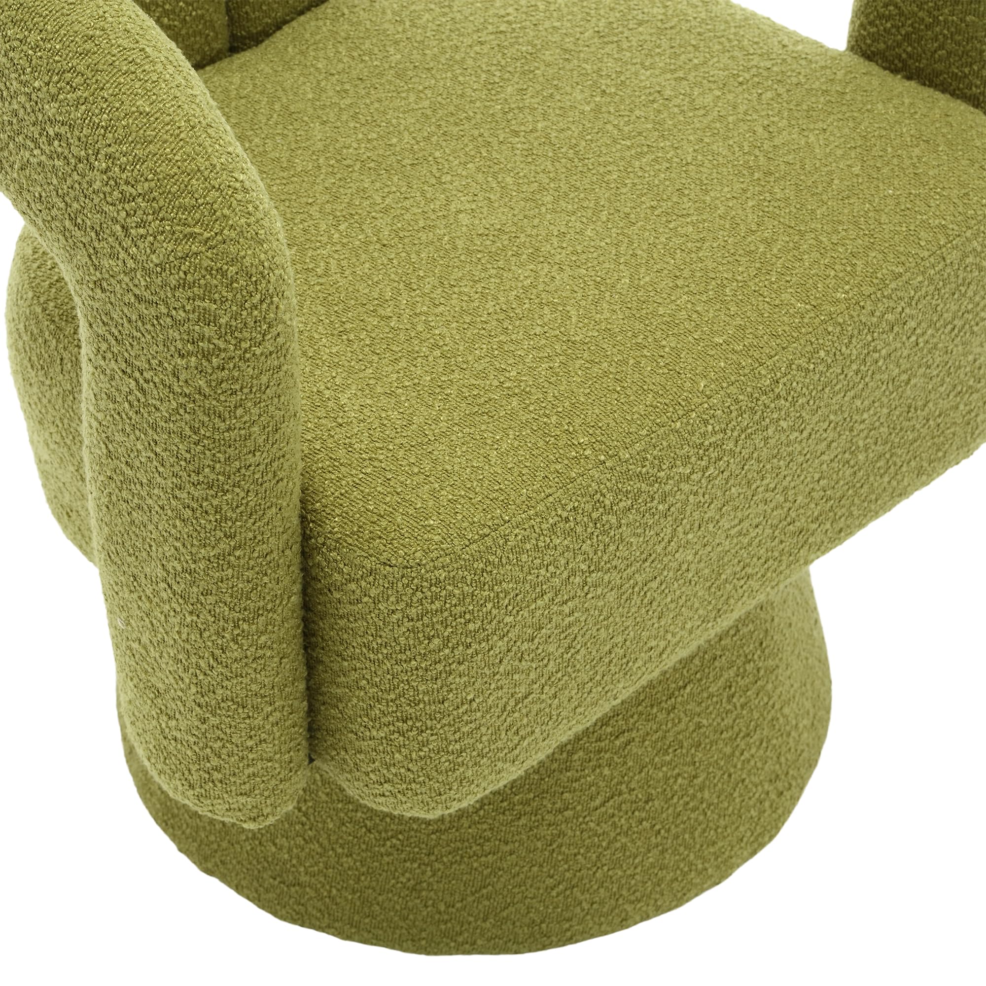 360 Grad Drehbare Kuschelfass-Akzentstühle, runde Sessel mit breiter Polsterung, Flauschiger Stoffsessel für Wohnzimmer, Schlafzimmer, Büro, Warteräume, Oliv