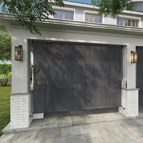Miniatura 2 de VICLLAX Persiana enrollable de tela para porche, kiosco, patio sin cables, persiana enrollable (7 pies de ancho x 8 pies de largo), gris antracita