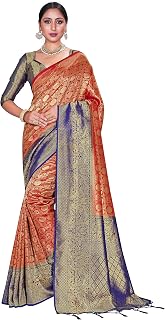 Sarees For Women Indian Bollywood Banarasi Art Silk Saree Woven Sari & Unstitched Blouse