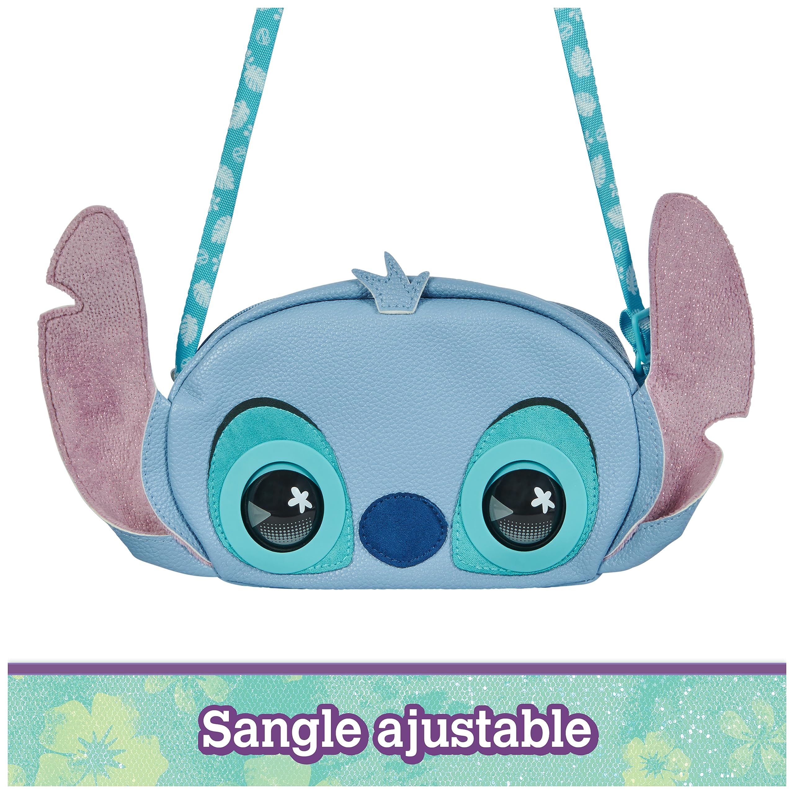 Disney Stitch - Purse Pets - Compagnon Interactif Format Sac à Main - Animal Interactif Qui Cligne Des Yeux - Sac À L'Epaule Ou Sac à Bandoulière - 30 Sons Et Réactions - Jouet Enfant 4 Ans Et +
