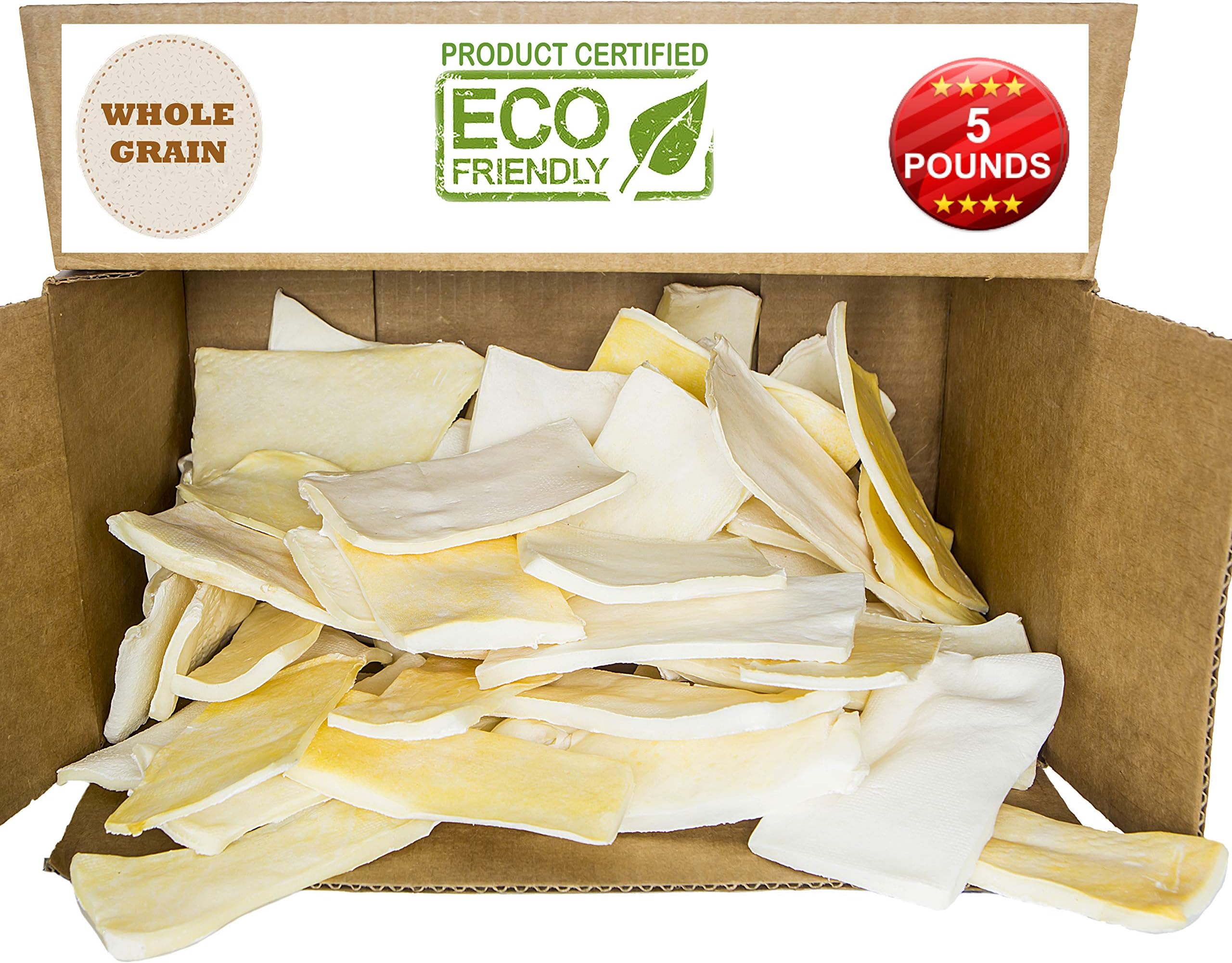 Premium Thick Cut Chips, Wholegrain Rawhide (Last Much Longer Than Traditional Chips). 100% Natural. Great Behavioral Dog Chew Treat Solution. No Preservatives. (5 Pounds)